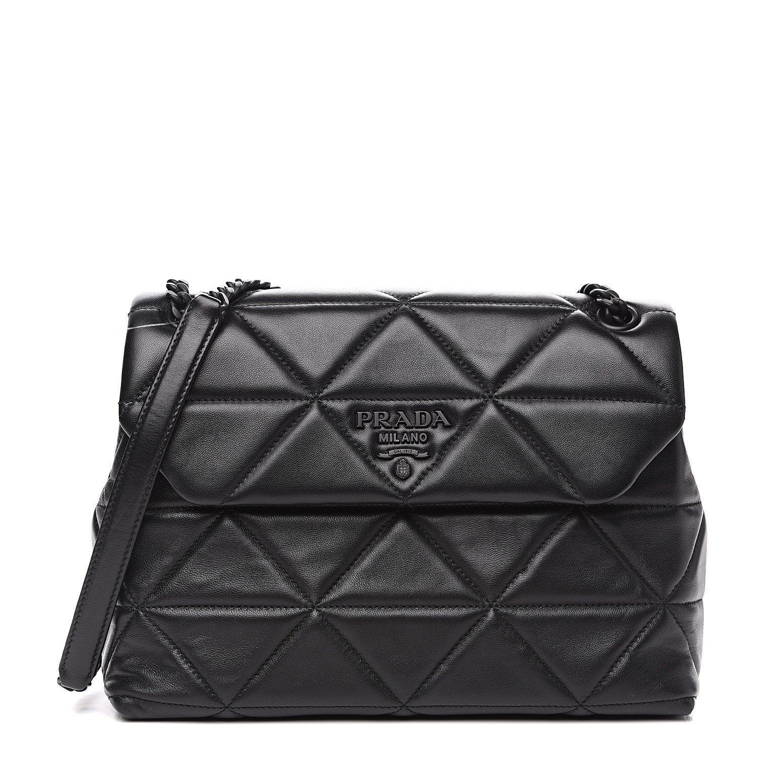 Prada Nappa Triangle Stitched Large Spectrum Bag Black 1 of 13