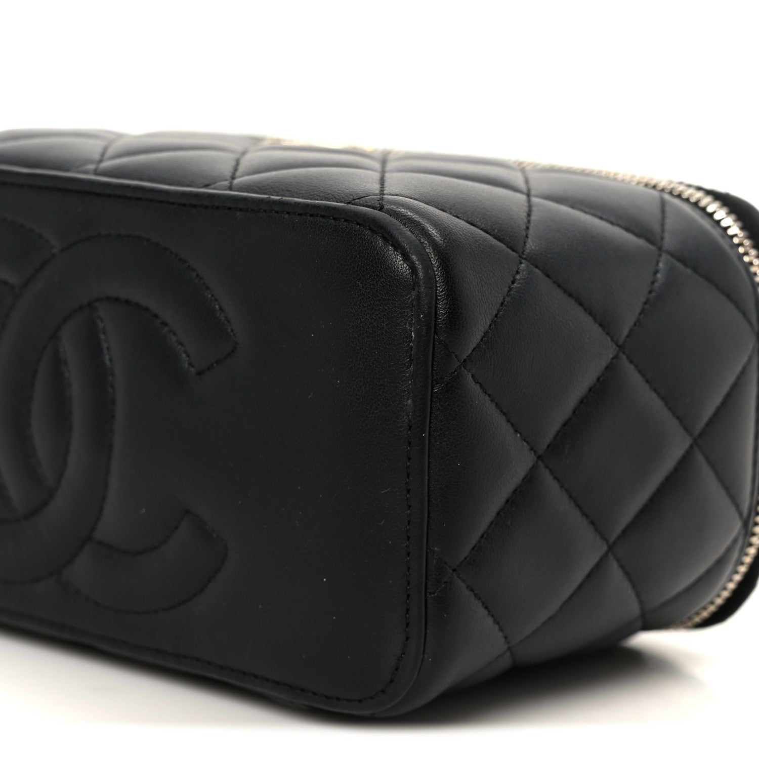 Chanel Lambskin Quilted Small Top Handle Vanity Case With Chain Black 10 of 11