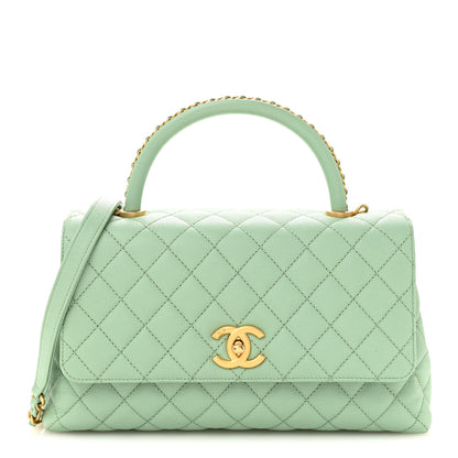 Chanel Caviar Quilted Small Coco Chain Handle Flap Light Green 1 of 12