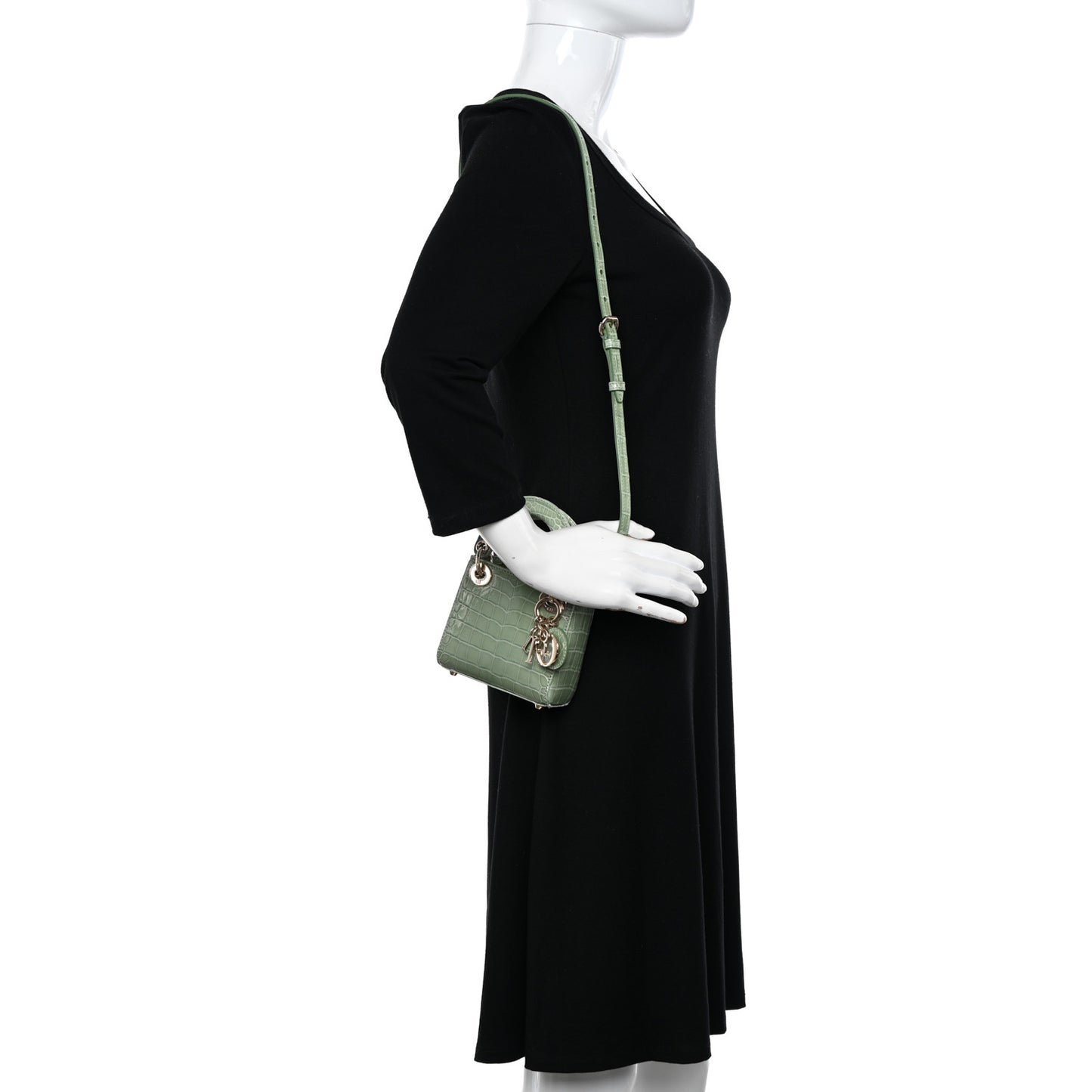 Shiny Crocodile Micro Lady Dior Green