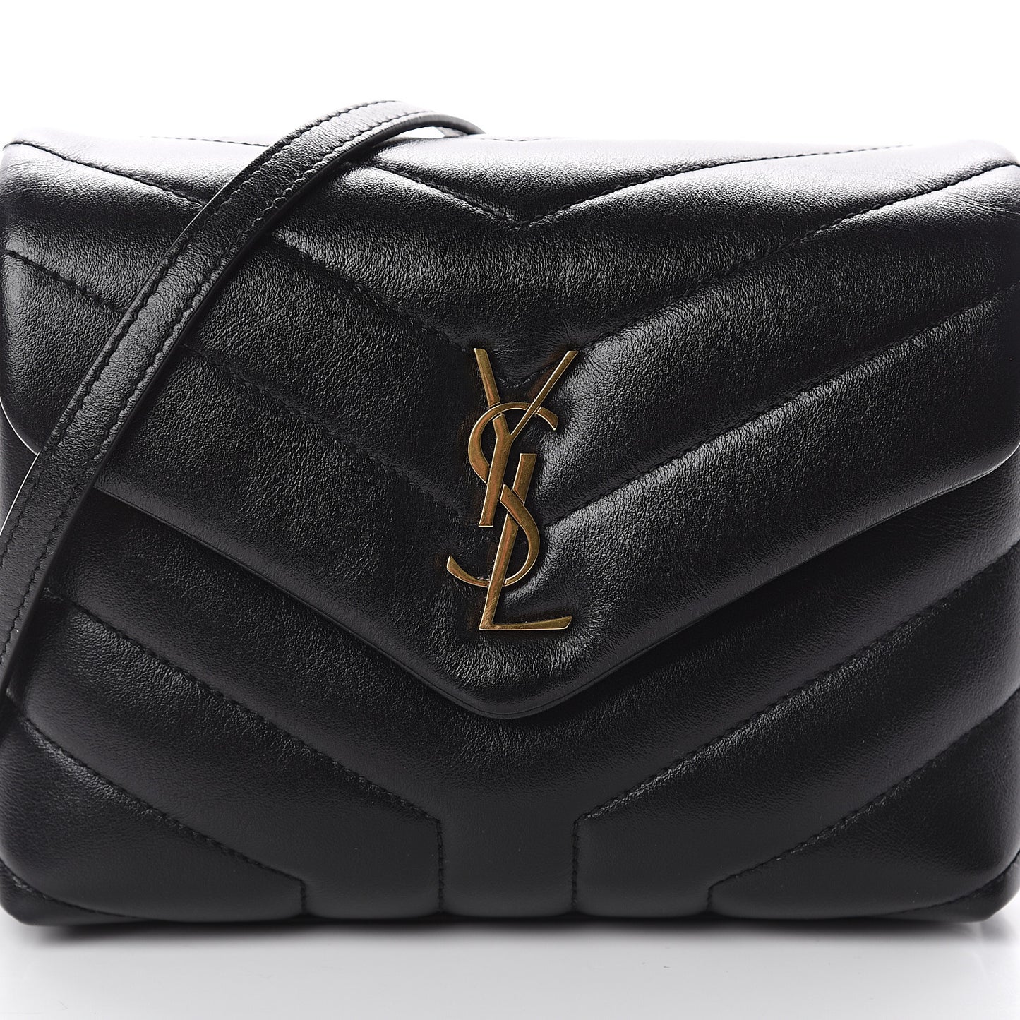 Calfskin Y Quilted Monogram Toy Loulou Crossbody Bag Black