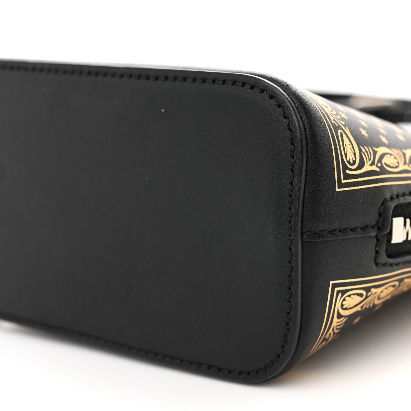 X SEGA Calfskin GUCCY Stars Mini Dome Shoulder Bag Black Gold