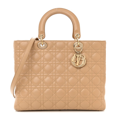 Christian Dior Lambskin Cannage Large Lady Dior Beige 1 of 13