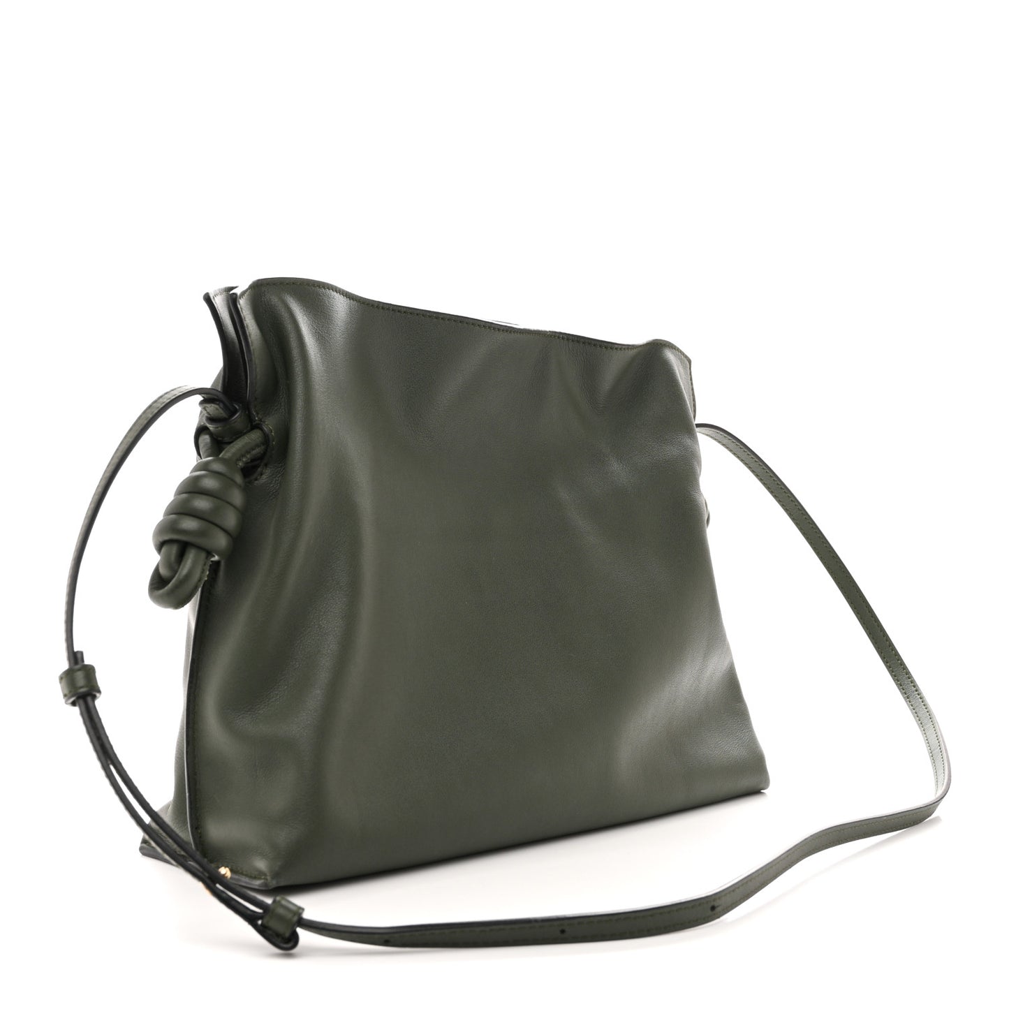 Calfskin Flamenco Knot Clutch Vintage Khaki