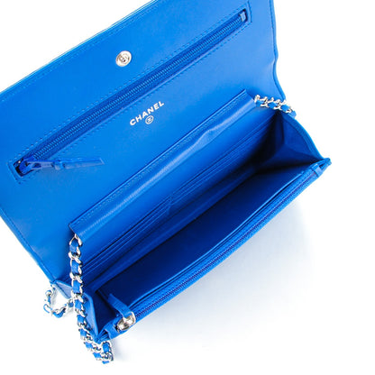 Chanel Lambskin Quilted Wallet On Chain WOC Bright Blue 5 of 8