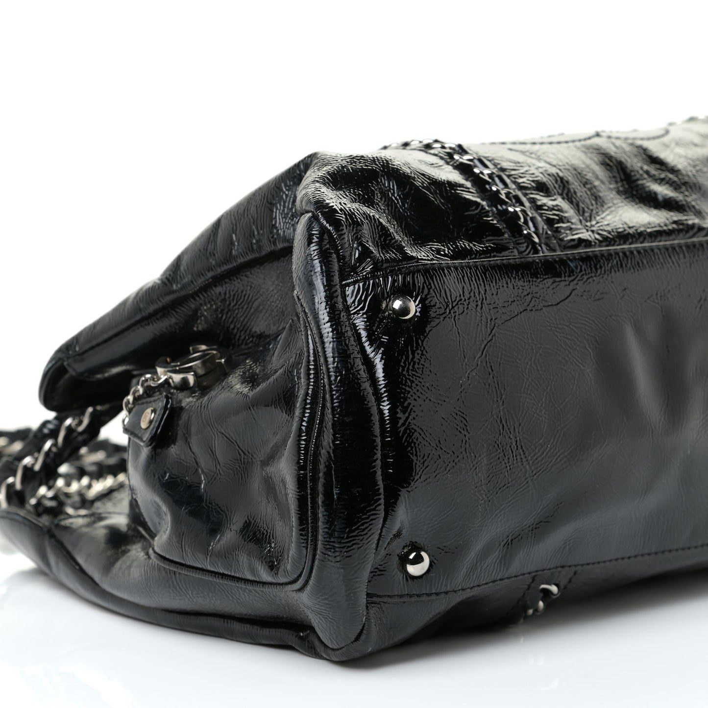Patent Calfskin Large Luxe Ligne Tote Black