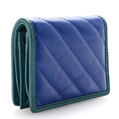 Gucci Azalea Calfskin Enamel Matelasse Diagonal Torchon GG Marmont Card Case Imperial Blue Pavone 3 of 6