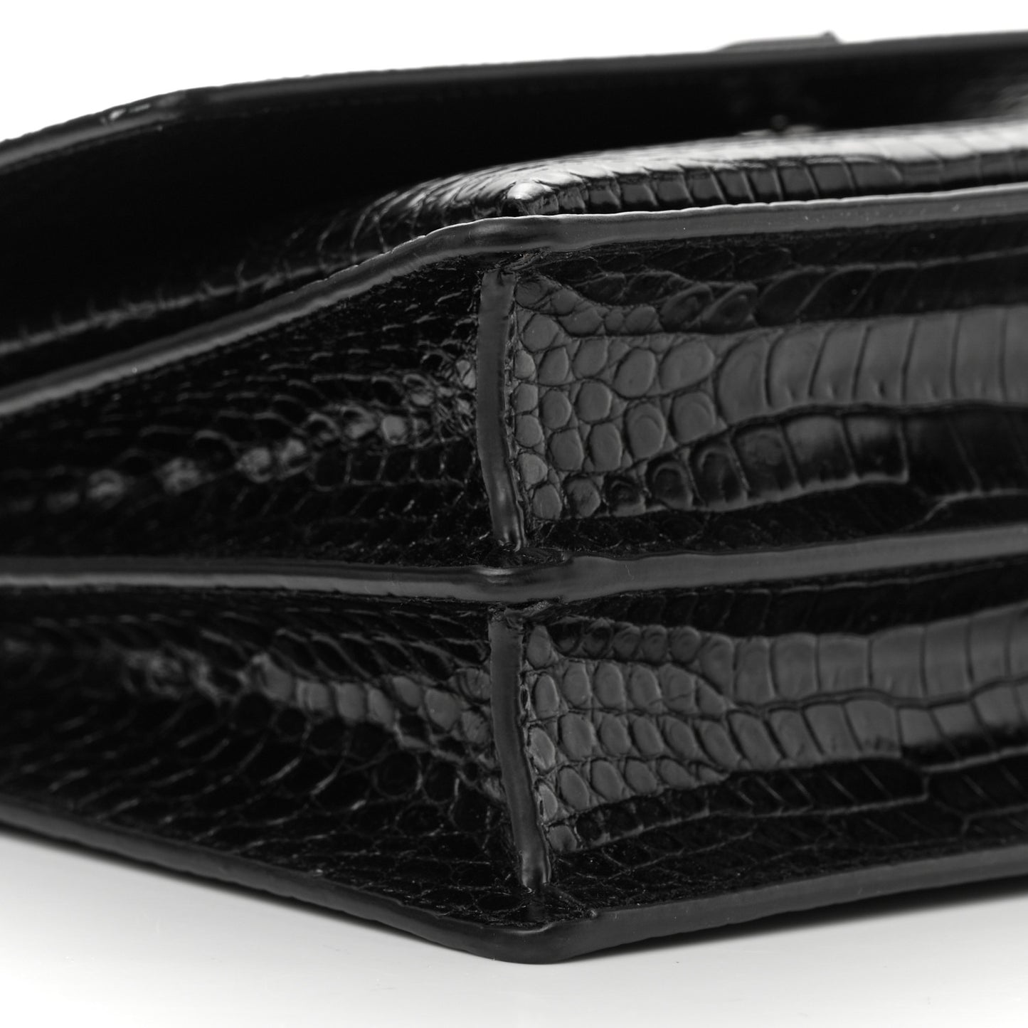 Calfskin Crocodile Embossed Medium Monochrome Monogram Sunset Black
