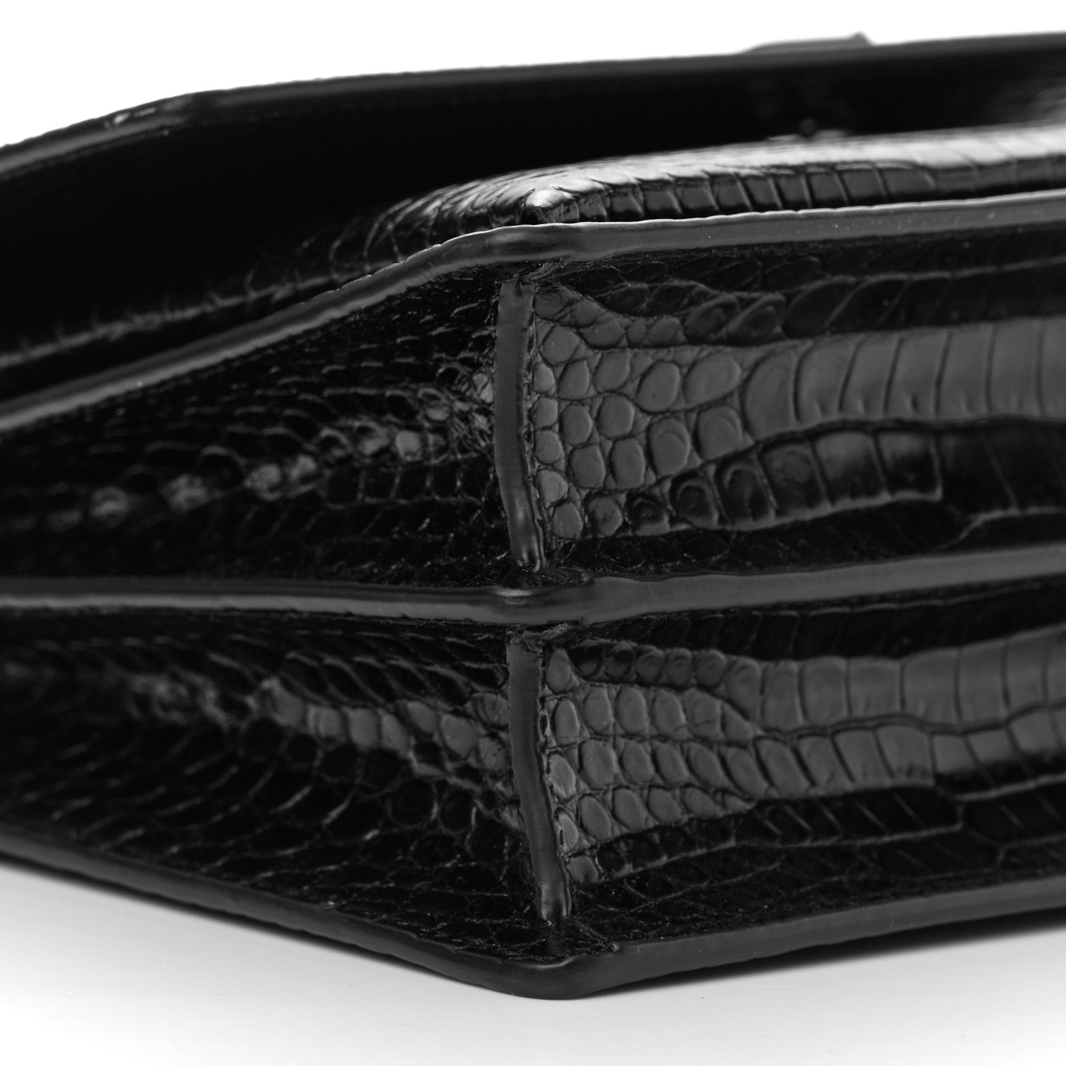 Saint Laurent Calfskin Crocodile Embossed Medium Monochrome Monogram Sunset Black 9 of 15