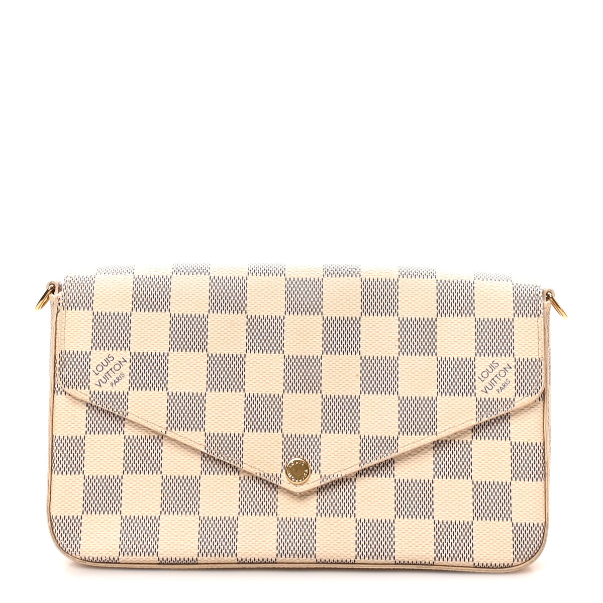 Louis Vuitton Damier Azur Pochette Felicie Chain Wallet Rose Ballerine 1 of 11