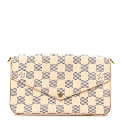 Louis Vuitton Damier Azur Pochette Felicie Chain Wallet Rose Ballerine 1 of 11