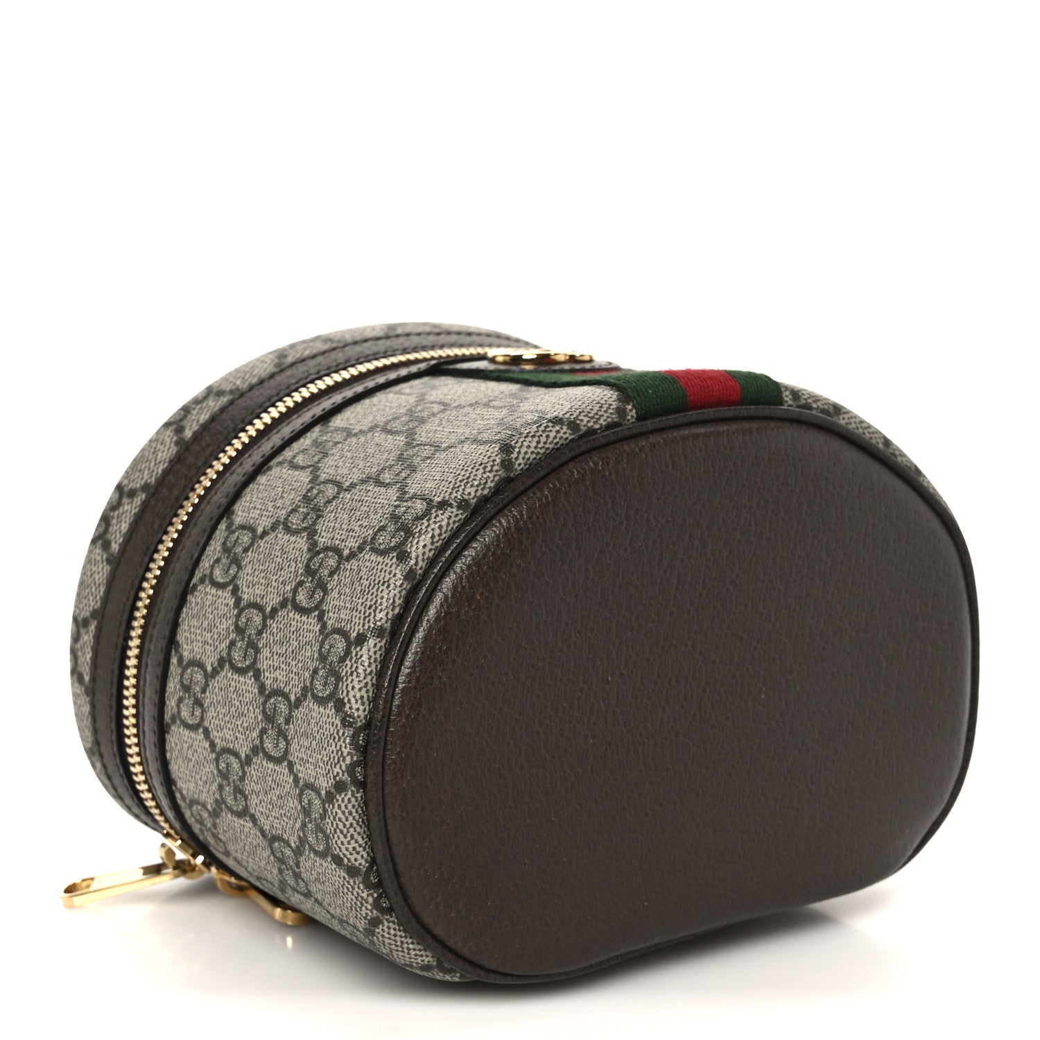 Gucci GG Supreme Monogram Textured Calfskin Web Ophidia Vanity Cosmetic Case Beige Ebony New Acero 4 of 11