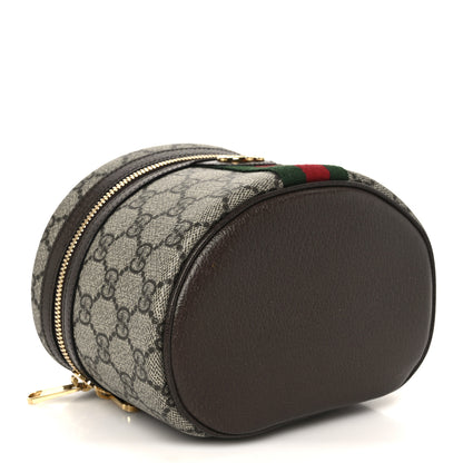 Gucci GG Supreme Monogram Textured Calfskin Web Ophidia Vanity Cosmetic Case Beige Ebony New Acero 4 of 11