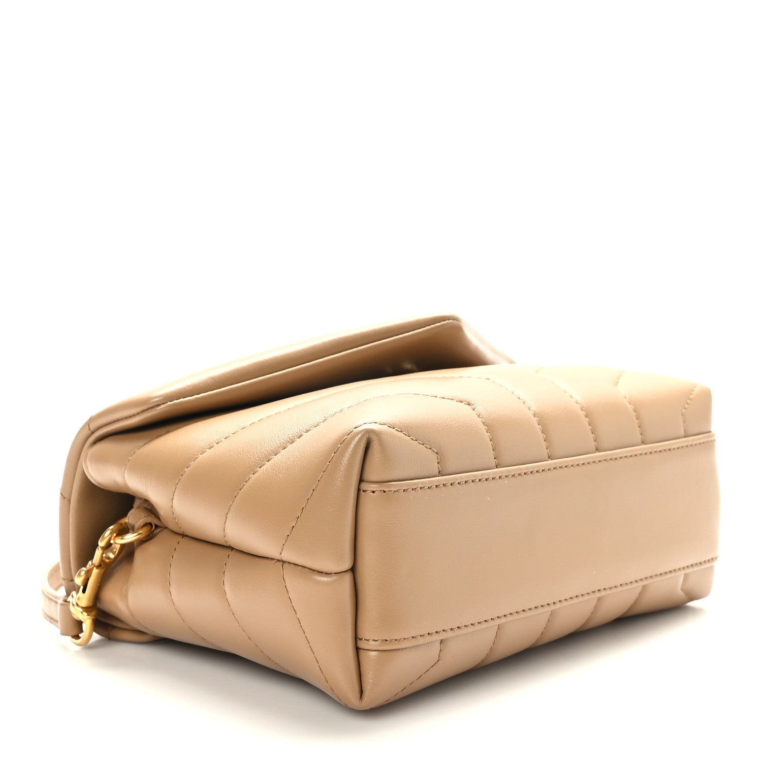 Saint Laurent Calfskin Y Quilted Monogram Toy Loulou Crossbody Bag Latte 3 of 8