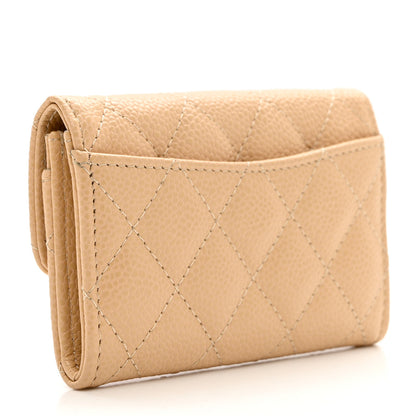 Chanel Caviar Quilted Flap Card Holder Wallet Beige 3 of 8