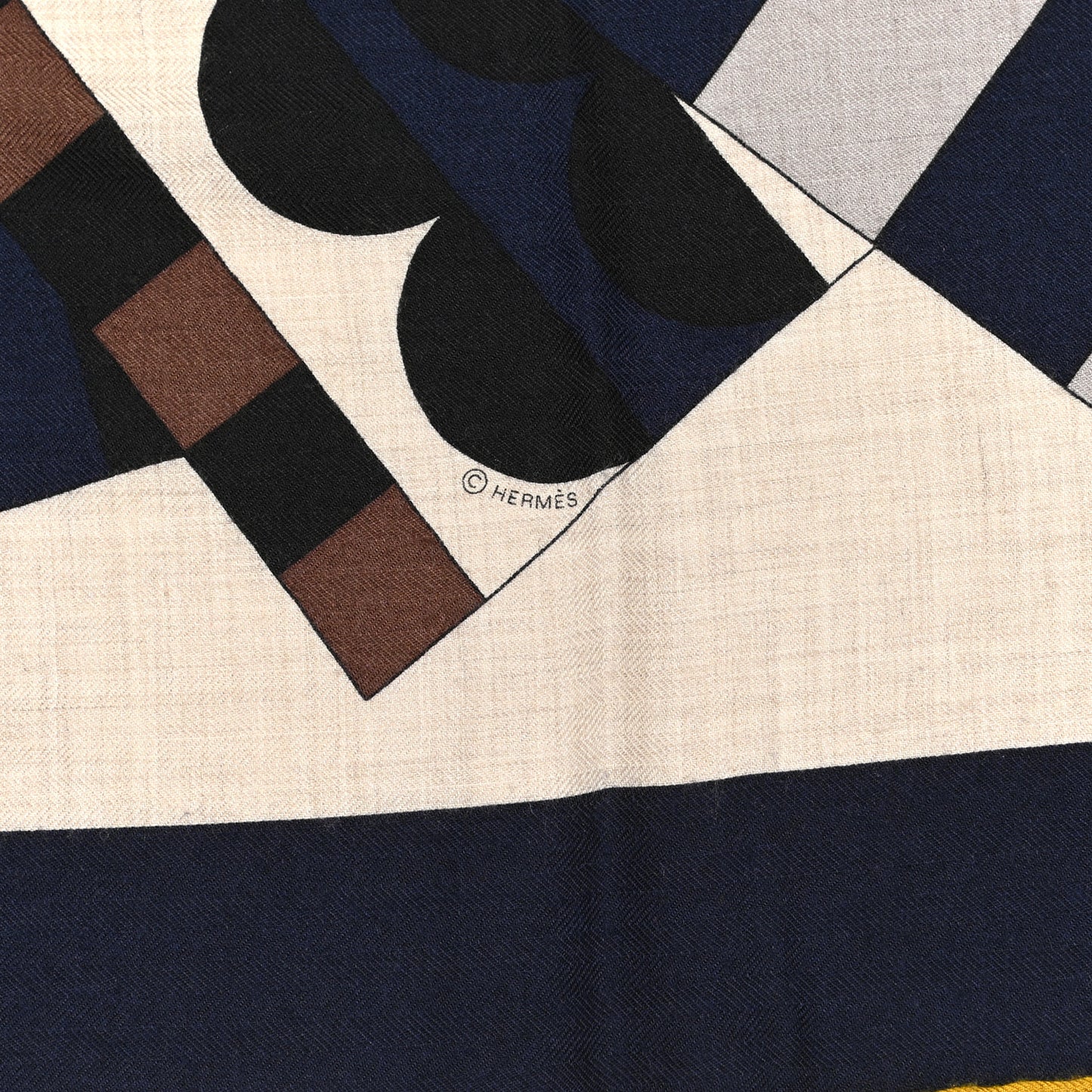 Cashmere Silk Cheval De Fete Shawl 140 Naturel Marine Moutarde