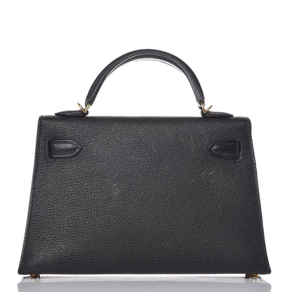 Hermes Chevre Chandra Mini Kelly Sellier 20 Black 3 of 37
