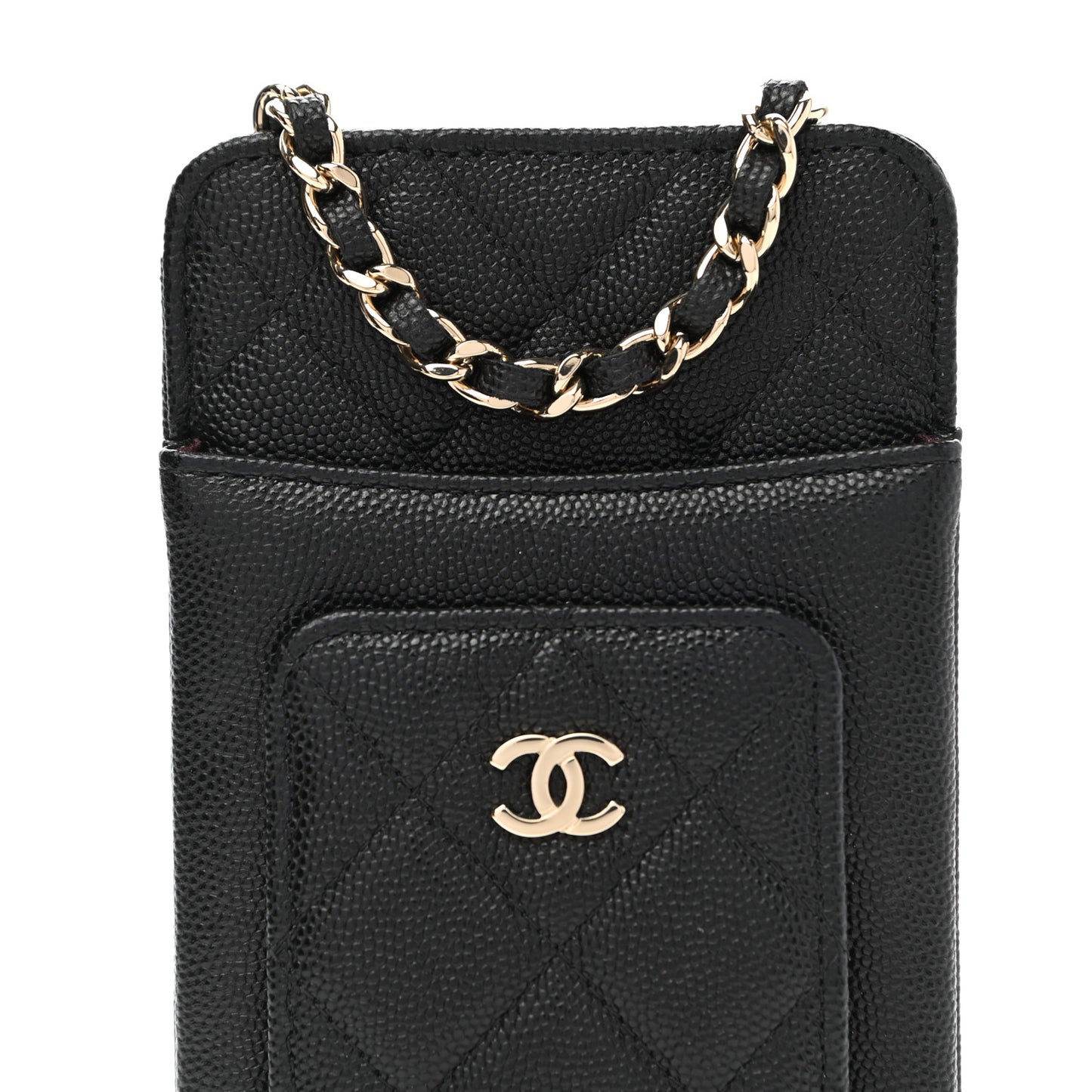 Caviar Quilted CC Phone Holder Black