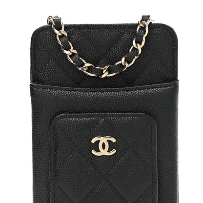 Chanel Caviar Quilted CC Phone Holder Black 10 of 12
