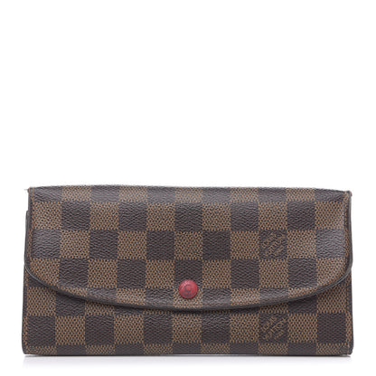 Louis Vuitton Damier Ebene Emilie Wallet Red 1 of 14