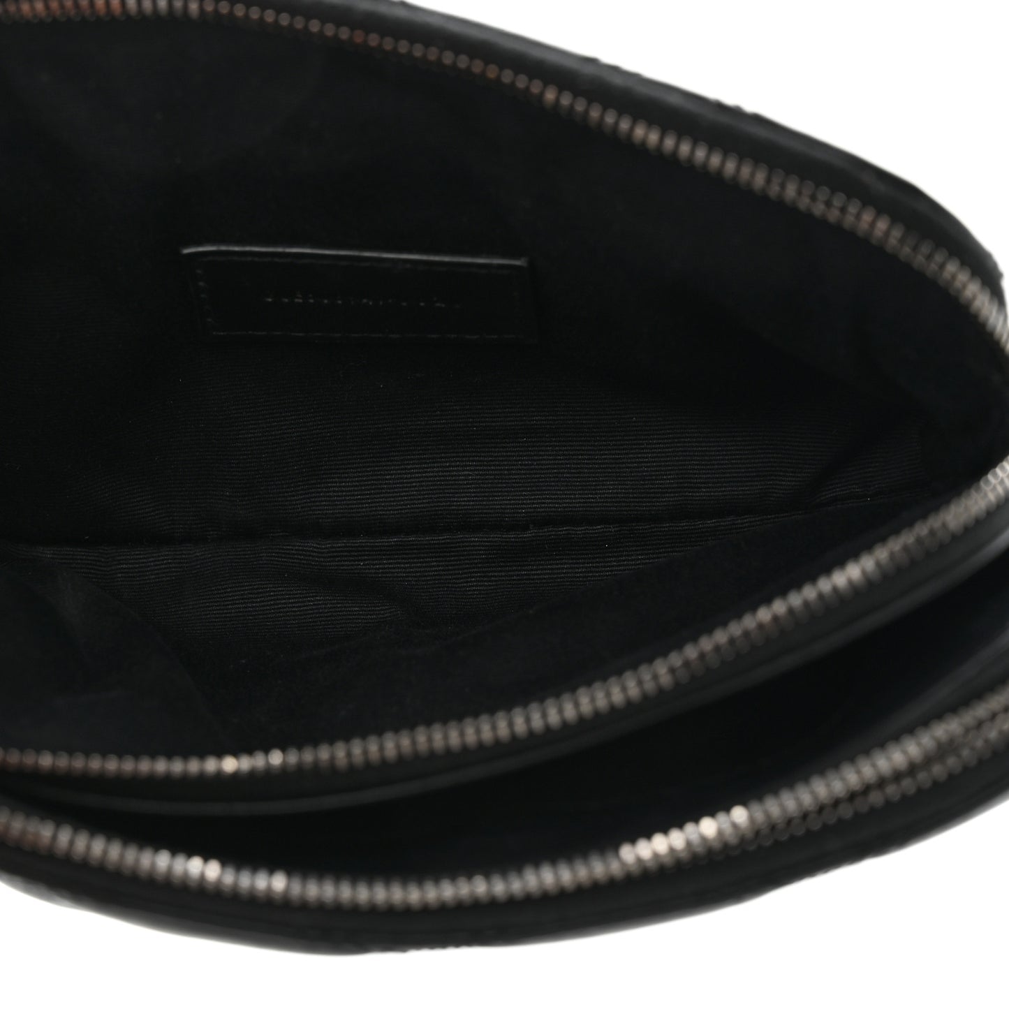 Grained Lambskin Quilted Mini Becky Double Zip Bag Black