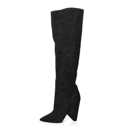 Saint Laurent Velvet Niki 105 Thigh High Boots 40 Black 1 of 6
