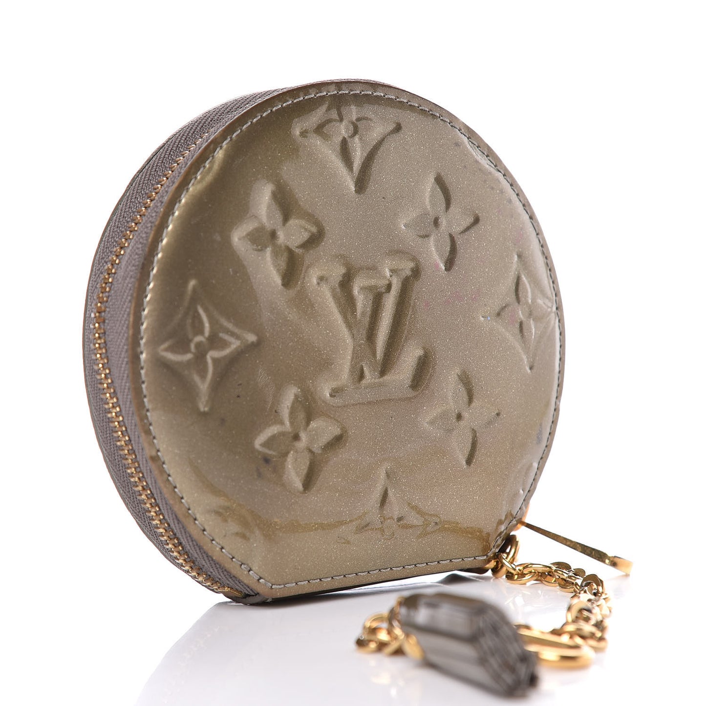 Vernis Animania Coq Rooster Round Coin Purse Gris Art Deco