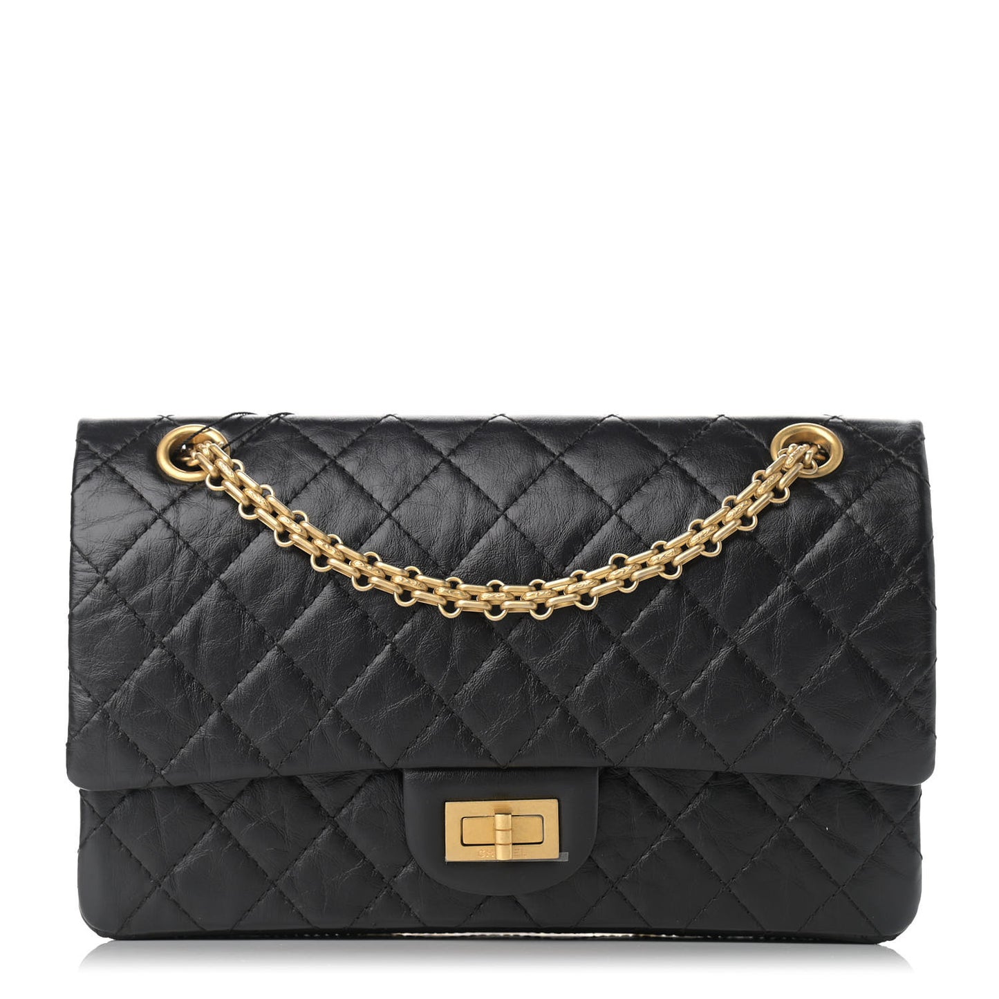 Aged Calfskin Quilted 2.55 Reissue 225 Flap Black