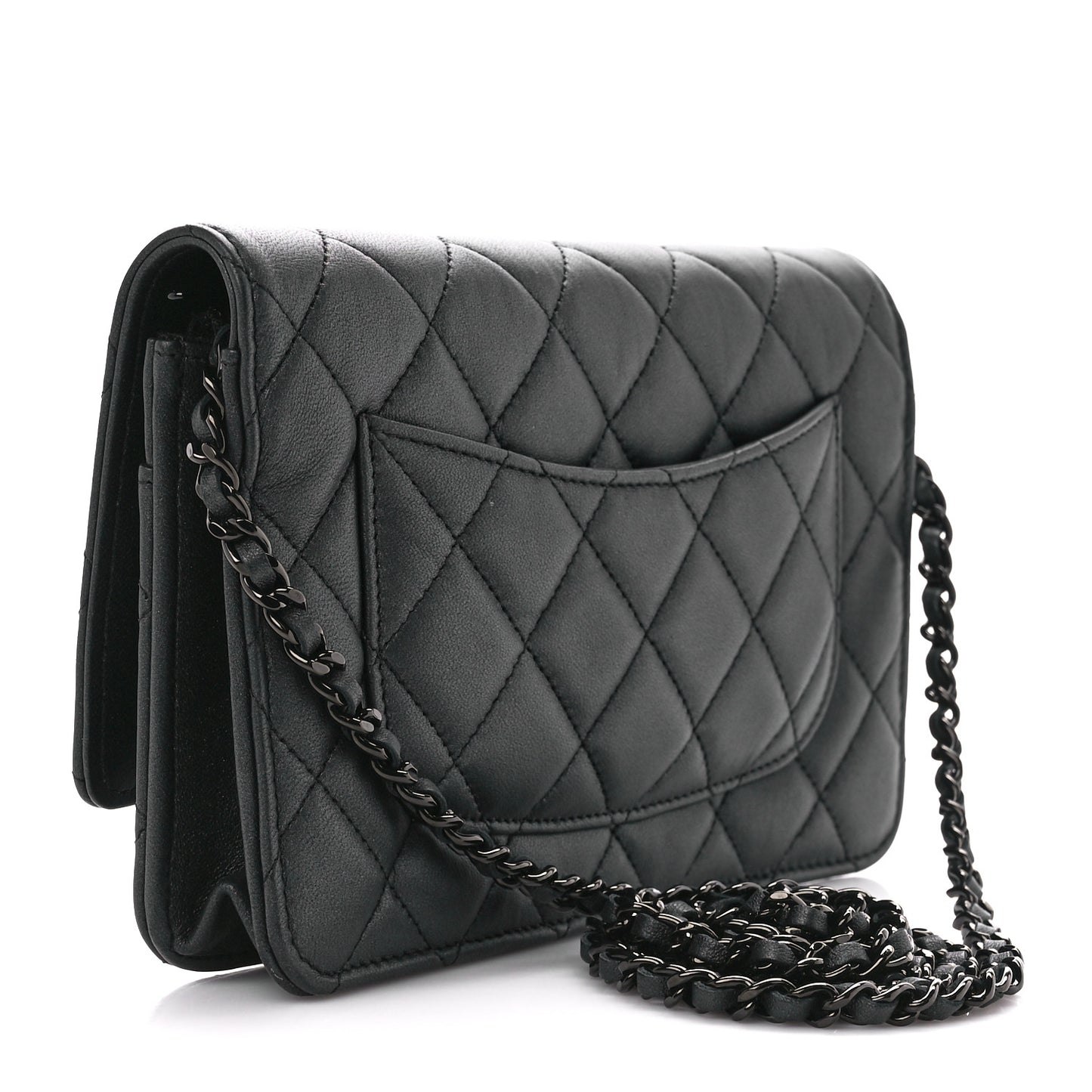 Lambskin Quilted Wallet On Chain WOC So Black