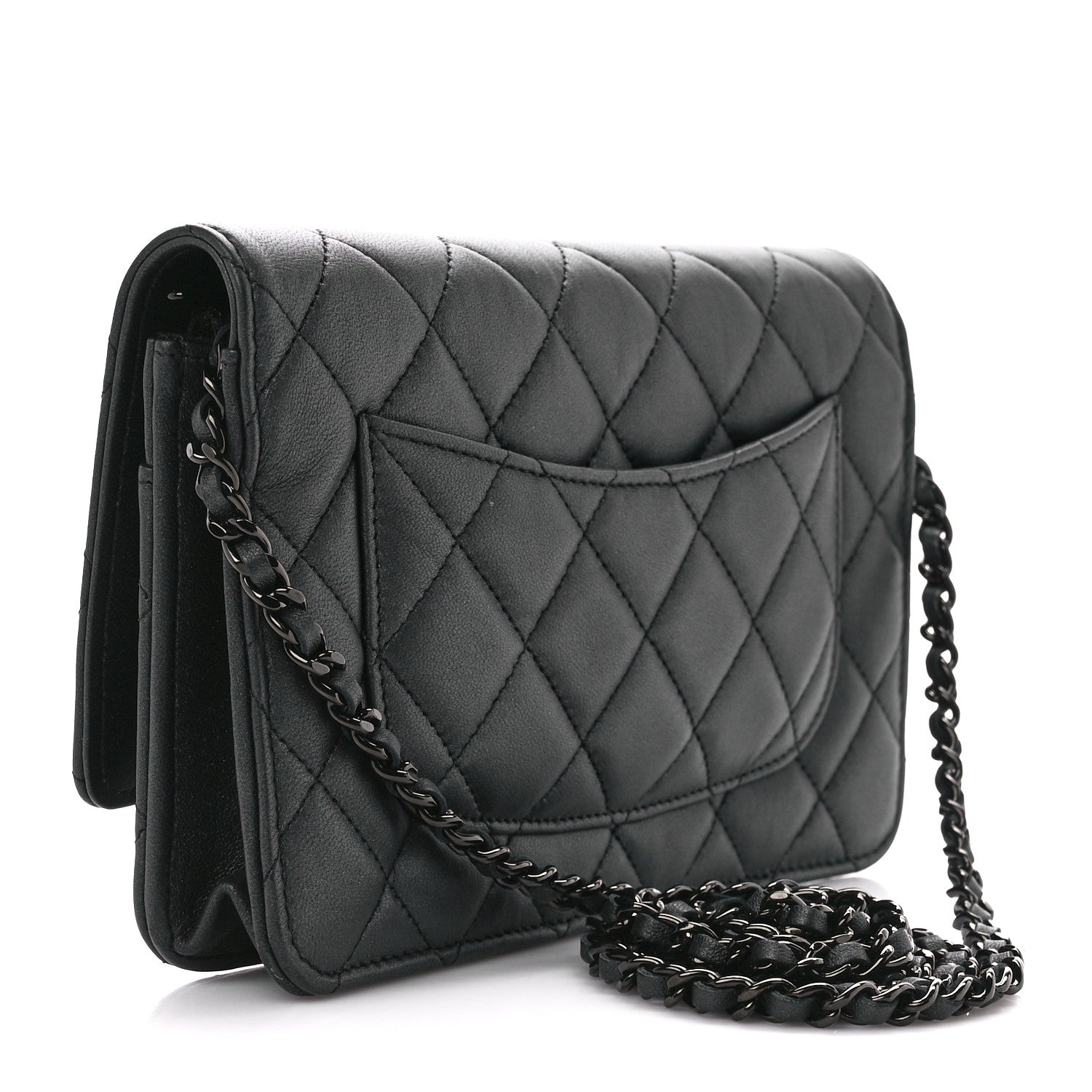 Chanel Lambskin Quilted Wallet On Chain WOC So Black 3 of 15