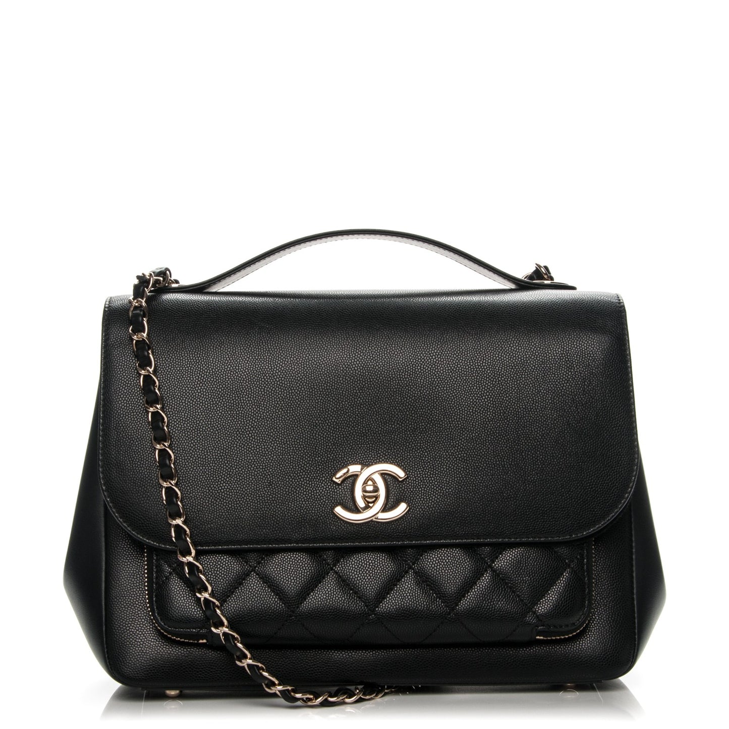 Caviar Quilted Large Business Affinity Flap Black
