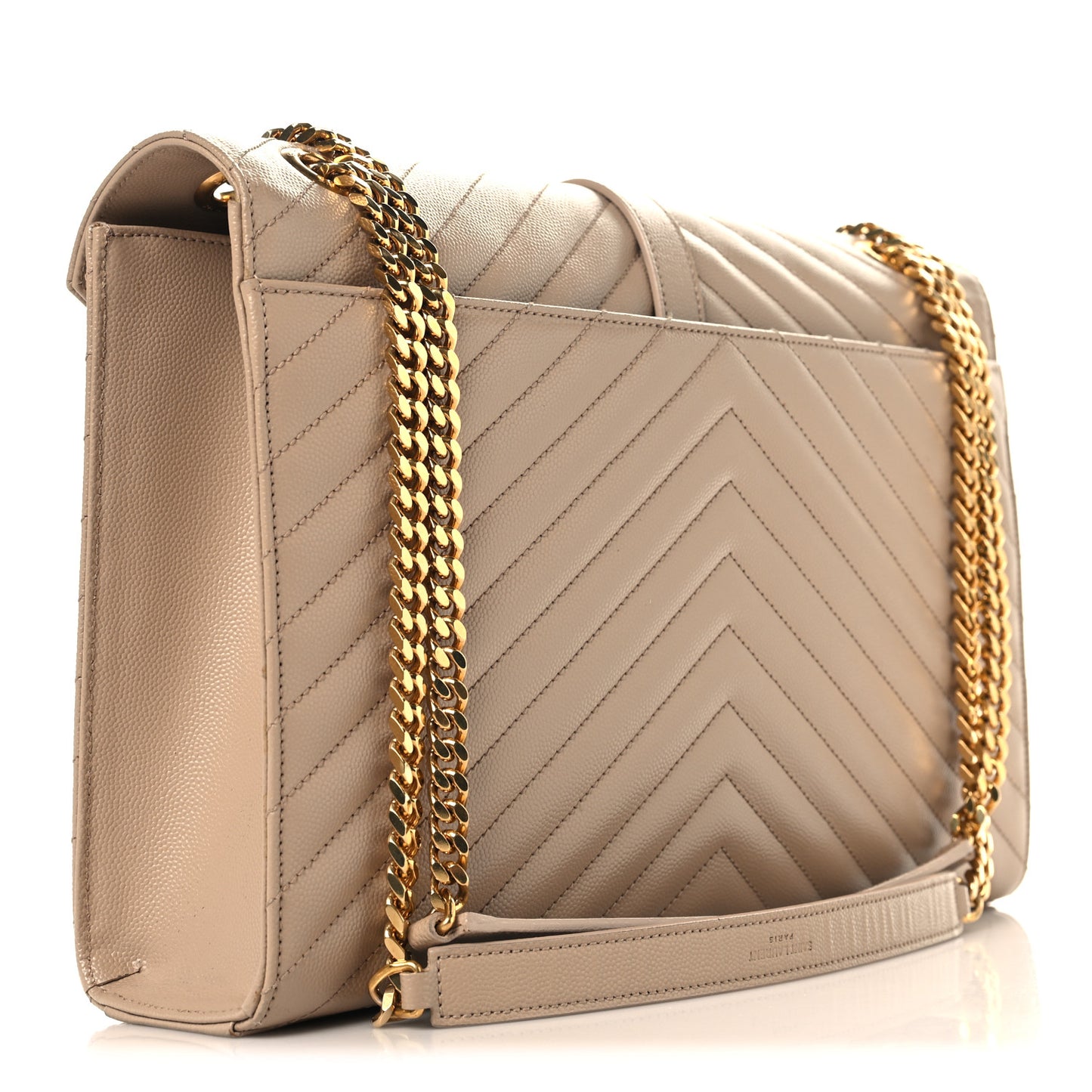 Grain De Poudre Matelasse Chevron Large Monogram Satchel Dark Beige