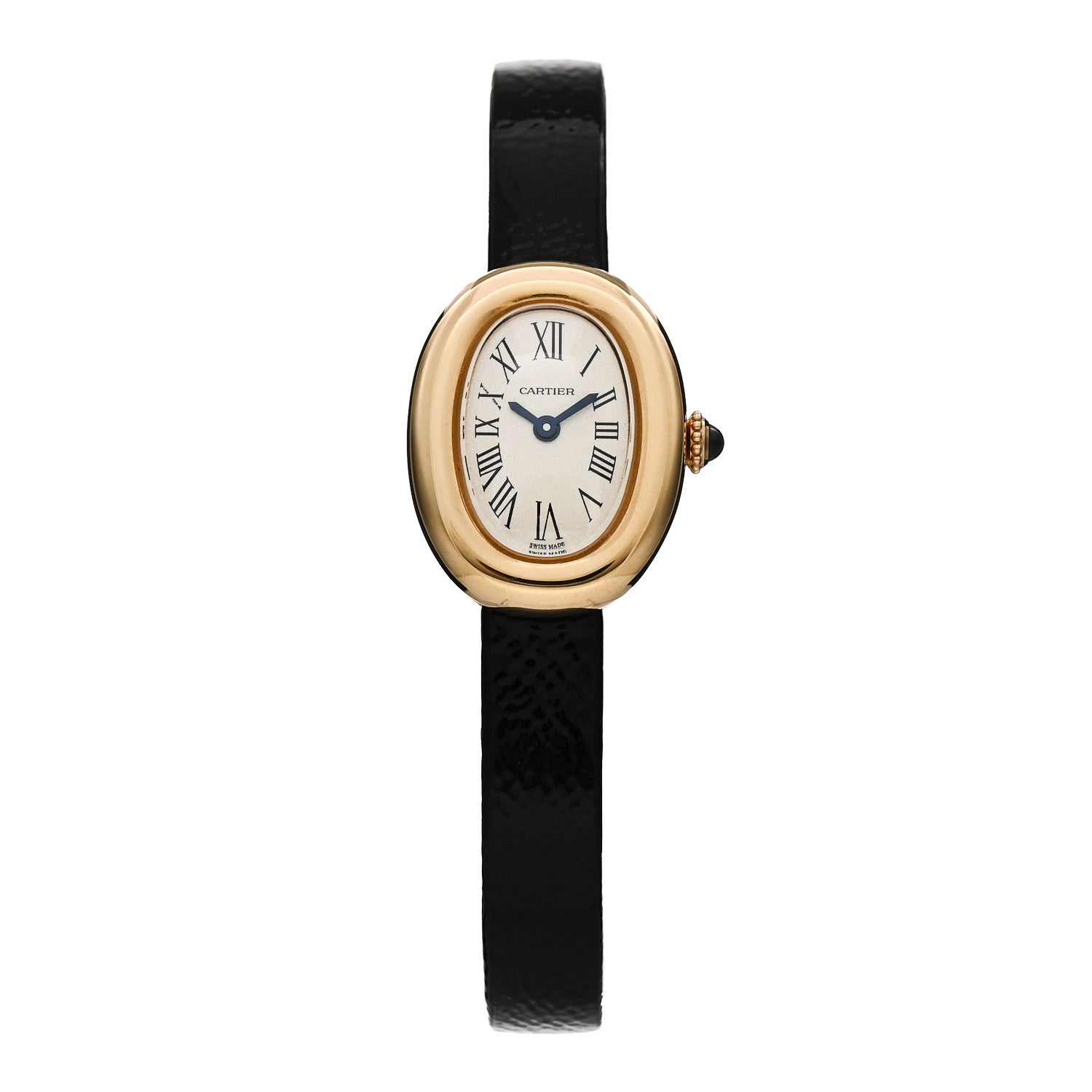 Cartier 18K Yellow Gold Calfskin 18mm Baignoire Quartz Watch 1 of 5