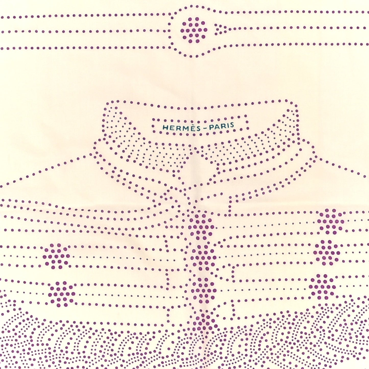 Cashmere Silk Brandebourgs Points Shawl 140 White Mauve Bleu