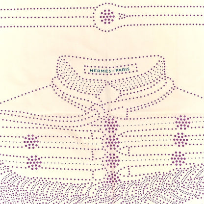 Hermes Cashmere Silk Brandebourgs Points Shawl 140 White Mauve Bleu 2 of 4