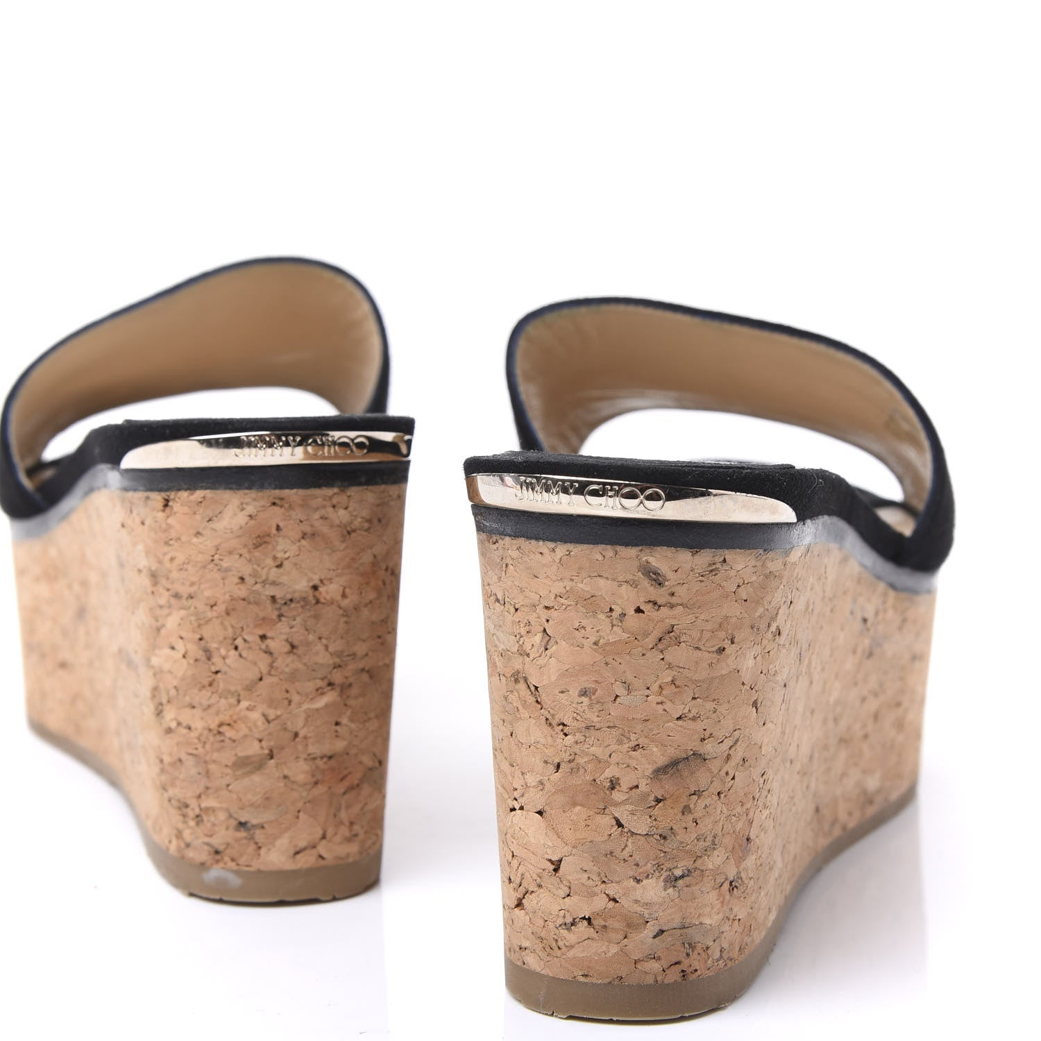 Jimmy Choo Suede Cork DeeDee Platform Wedge Slide Sandals 40 Black 9 of 9