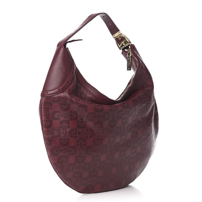 Gucci Calfskin Horsebit Embossed Glam Hobo Burgundy 3 of 11