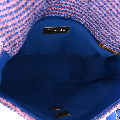 Chanel Tweed Quilted Medium Chanel 19 Flap Blue Pink 4 of 9