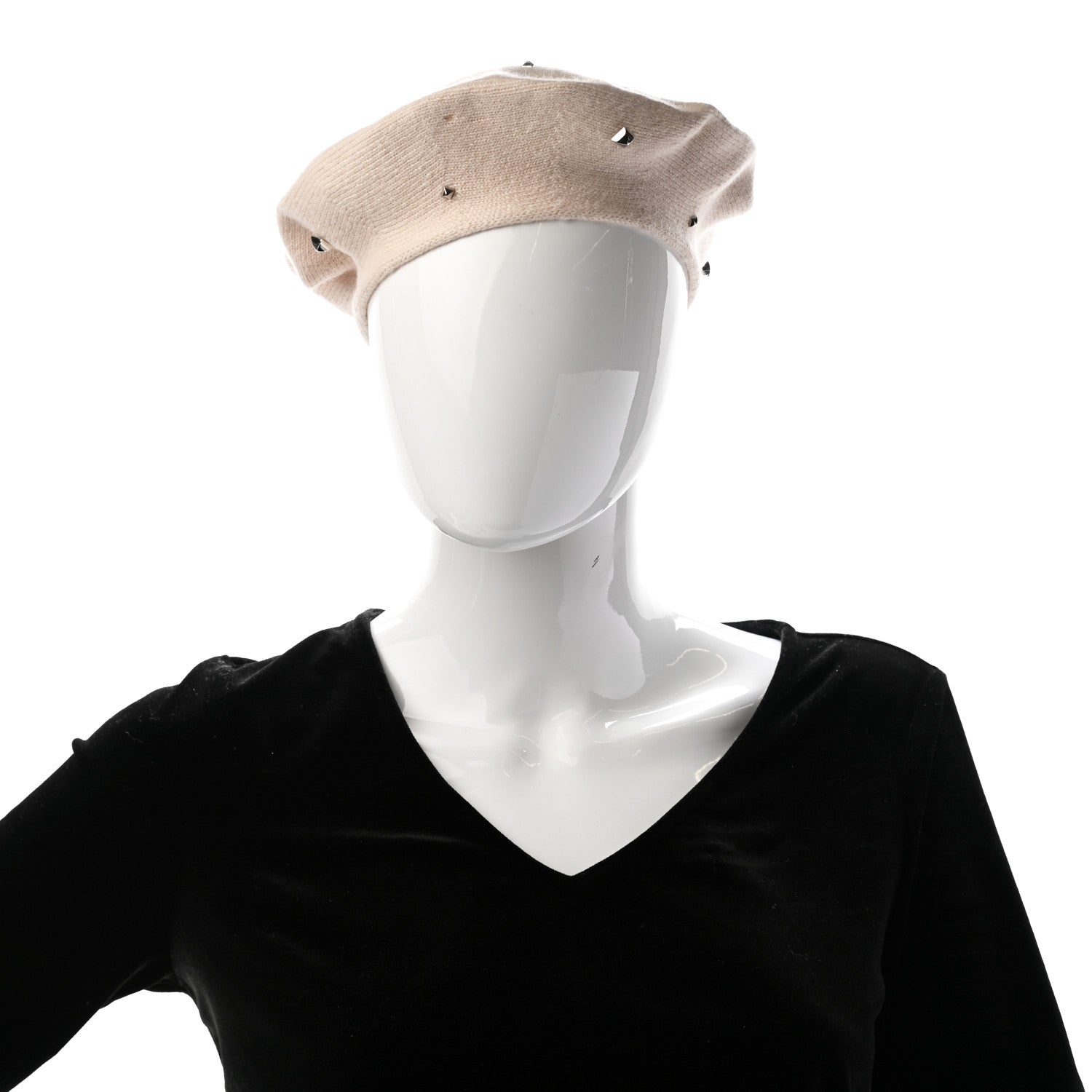 Hermes Cashmere Medor Studded Darling Beret S White 2 of 4