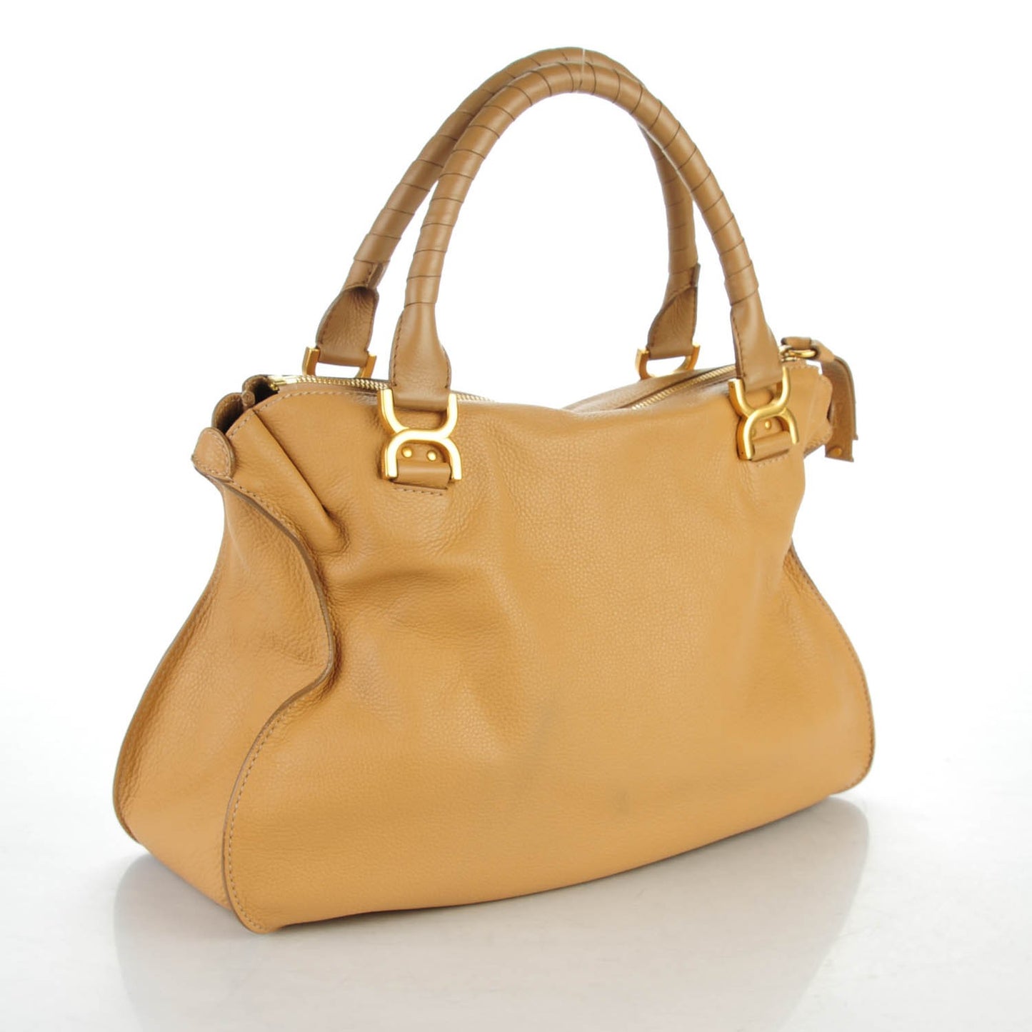 Calfskin Large Marcie Satchel Sand Shell
