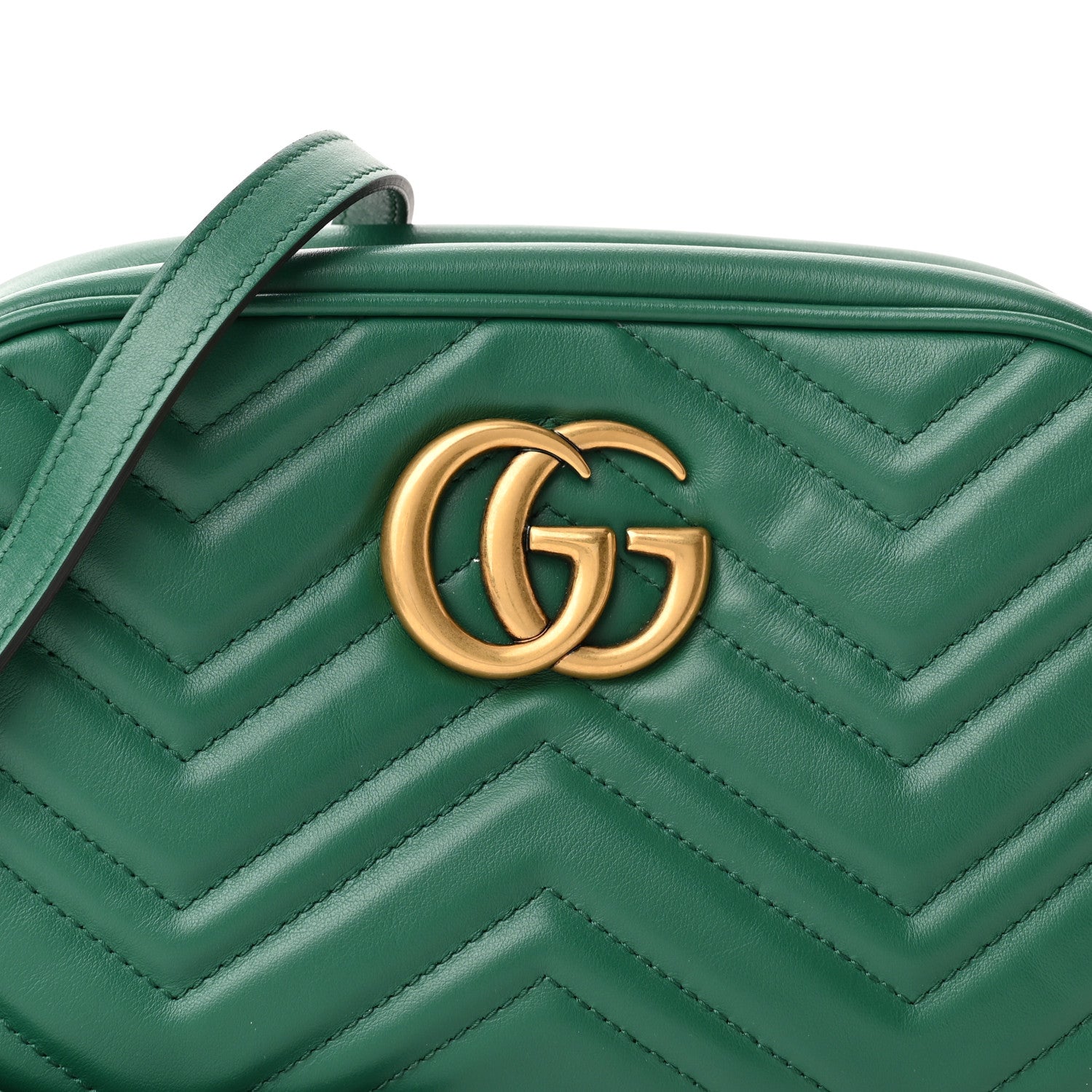 Gucci Calfskin Matelasse Small GG Marmont Chain Shoulder Bag Emerald Green 8 of 11