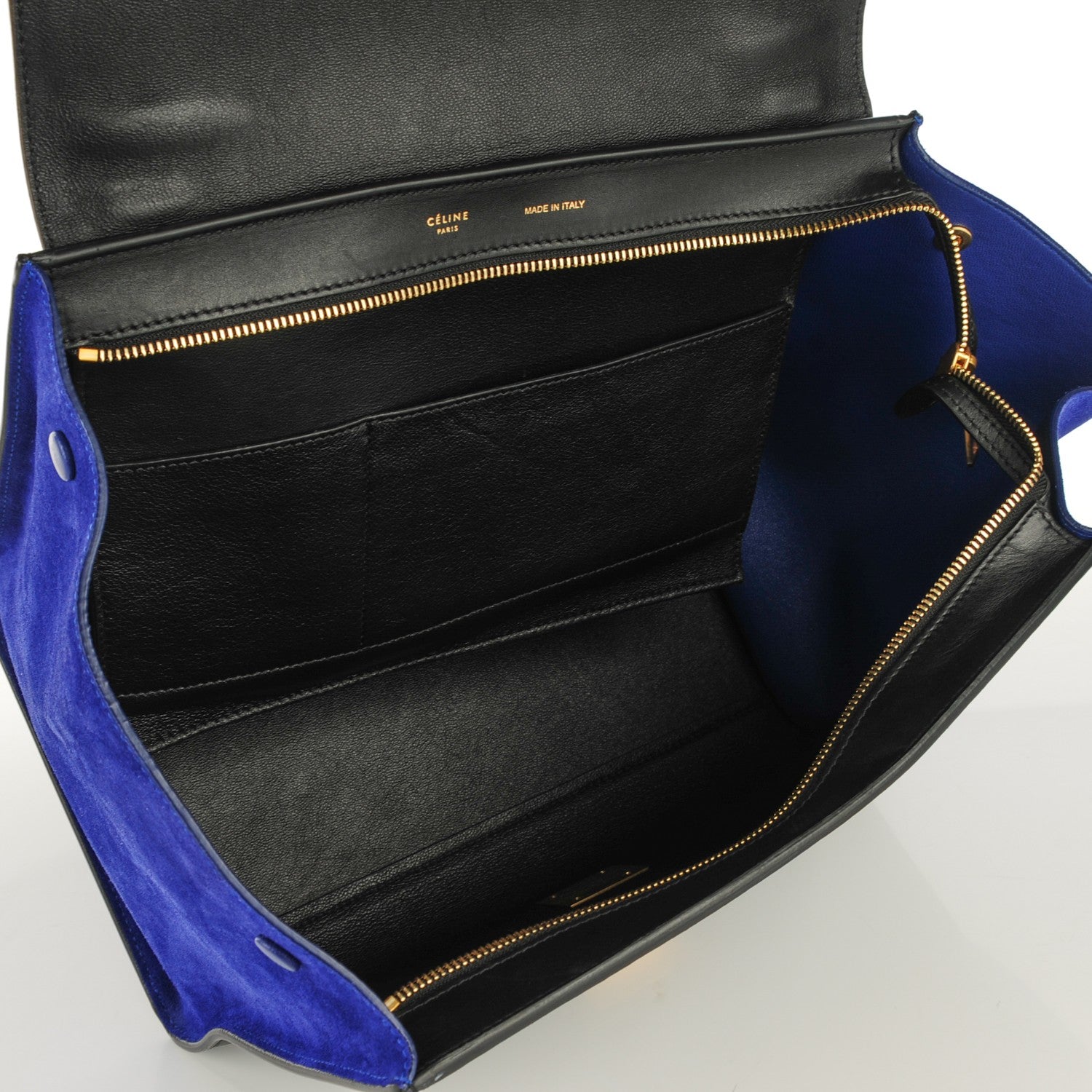 Celine Smooth Calfskin Suede Medium Tri-Color Trapeze Indigo 7 of 7