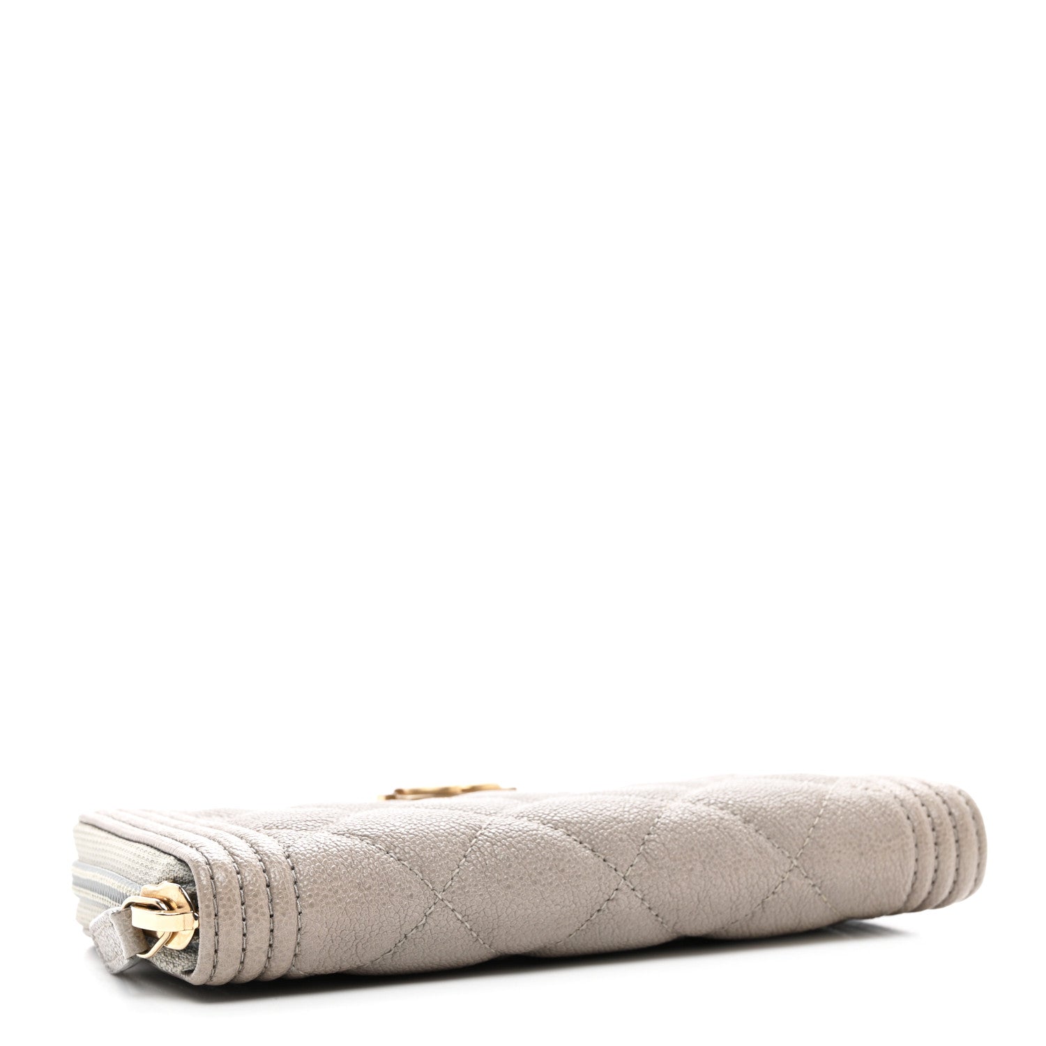 Chanel Caviar Quilted Boy Small Zip Around Wallet Grey 4 of 9