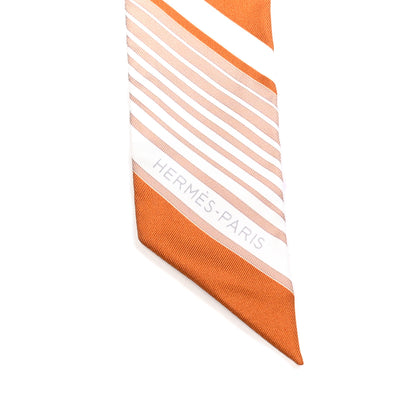 Hermes Silk Ex-Libris Twilly Beige White Caramel 4 of 4