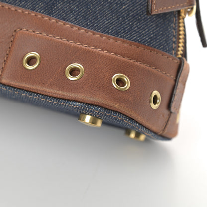 Christian Dior Denim Calfskin Street Chic Top Handle Bag Blue Brown 12 of 17