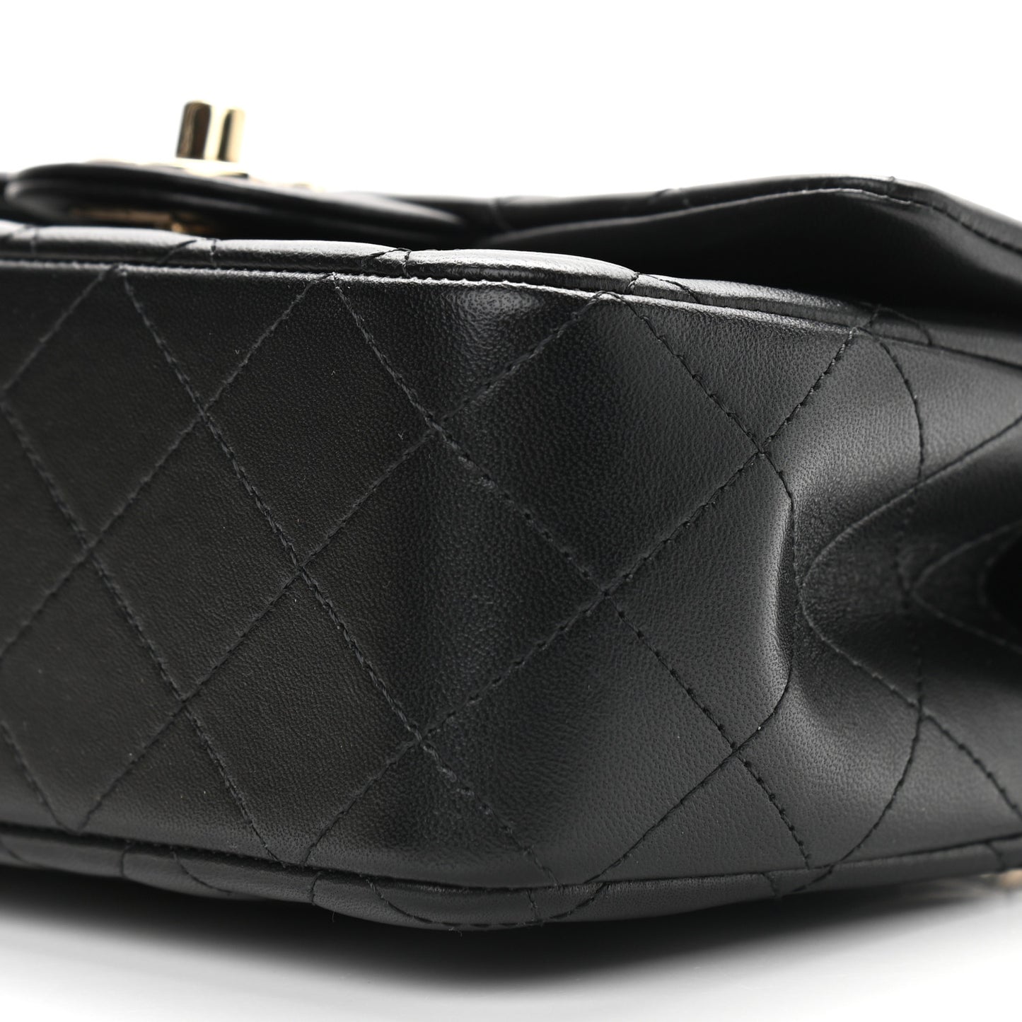 Lambskin Quilted Mini Top Handle Rectangular Flap Black