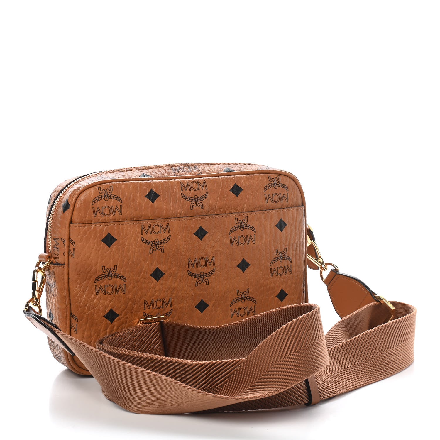 MCM Visetos Camera Crossbody Bag Cognac 3 of 9
