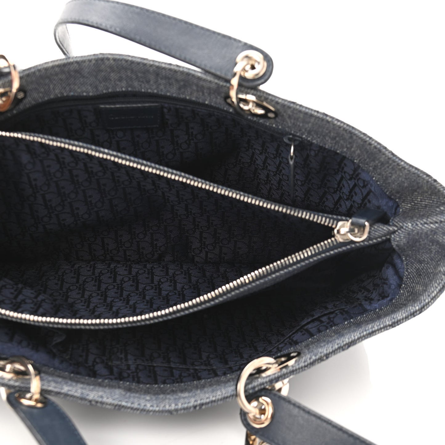 Denim Cannage Lady Dior Shopper Tote Blue