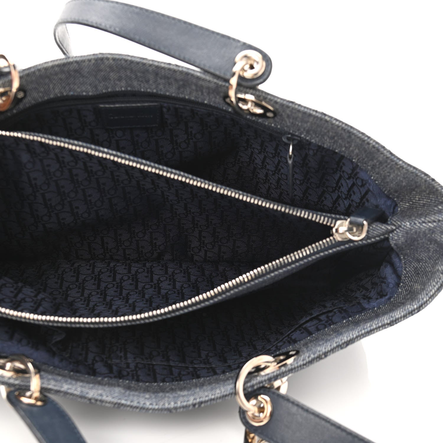 Christian Dior Denim Cannage Lady Dior Shopper Tote Blue 7 of 14