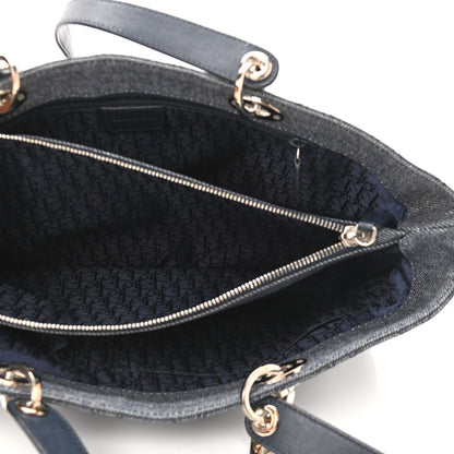 Christian Dior Denim Cannage Lady Dior Shopper Tote Blue 7 of 14